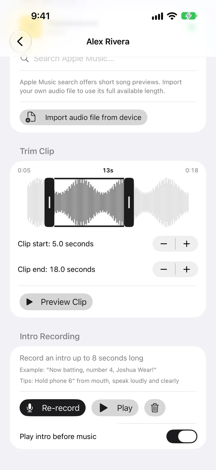 Clip & Trim / Voice Intros — iOS